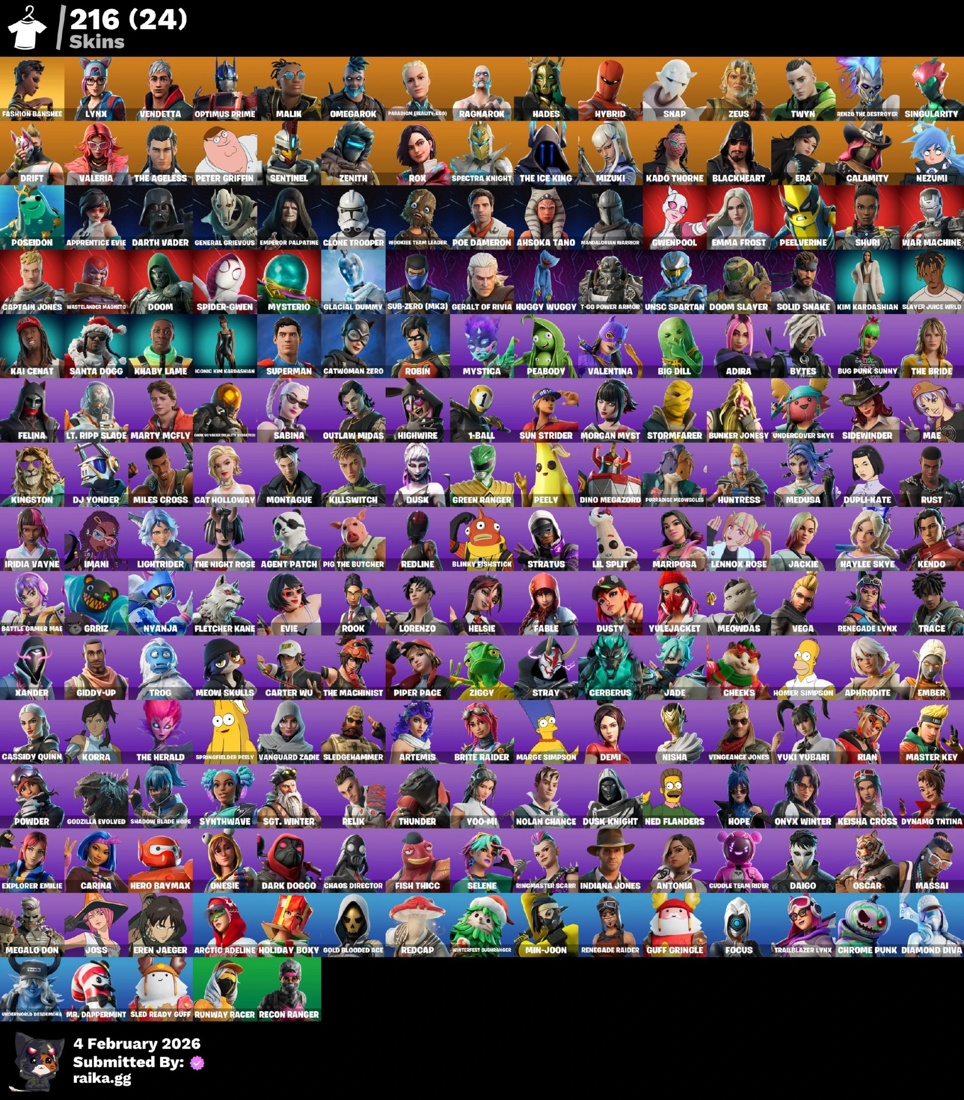 14/14 events +200 skins